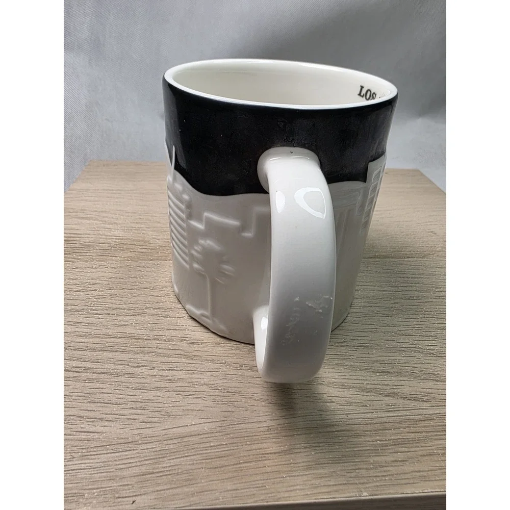 Starbucks Los Angeles 3D Black White Skyline Relief Coffee Tea Mug Cup 2012 NWOB